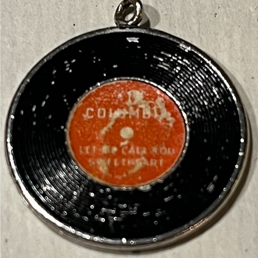 Vintage Columbia Records Mini Vinyl Record Charm with Love Song Titles